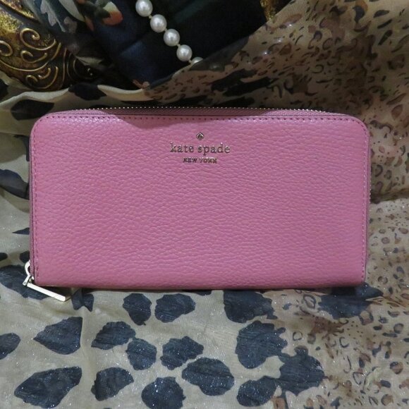 Kate Spade New York Blush Pink Leather long wallet full zip...